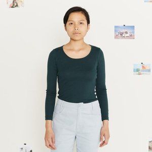 NWT Entireworld Long Sleeve Scoop Neck T-Shirt Hunter Green Size Small